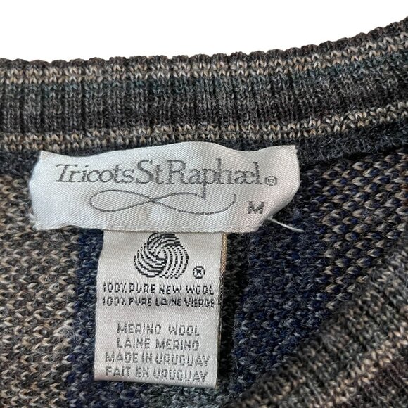 Vintage Tricots St. Raphael Merino Wool Sweater Men's Medium 80s 90s Crosby - Picture 2 of 5
